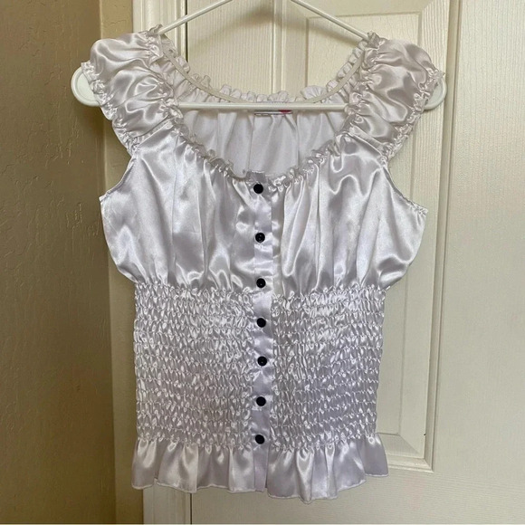 Body Central Tops - Smocked Satin Top Fairy Ballet Coquette Soft Girl Whimsical Cottagecore Fairy